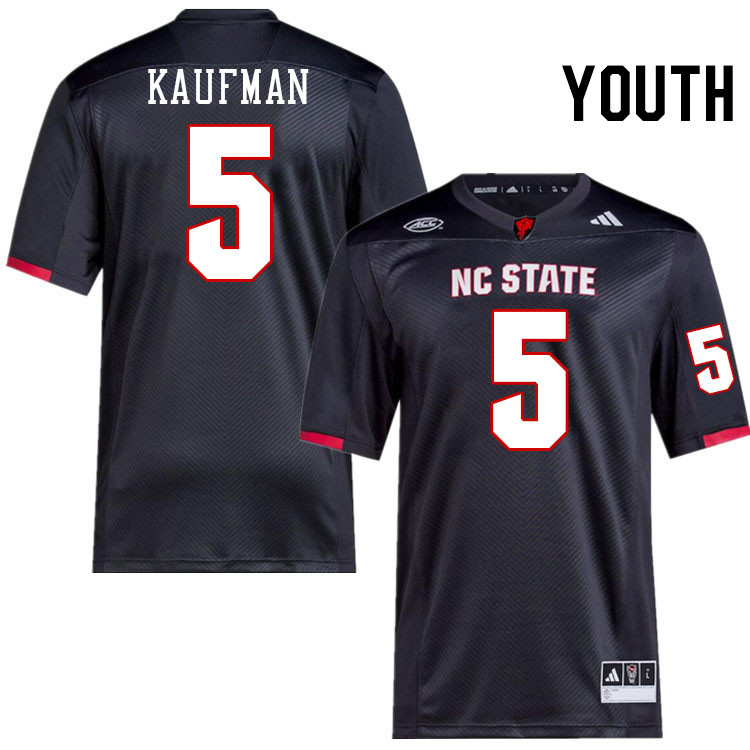 Youth #5 Donovan Kaufman NC State Wolfpack College Football Jerseys Stitched-Black